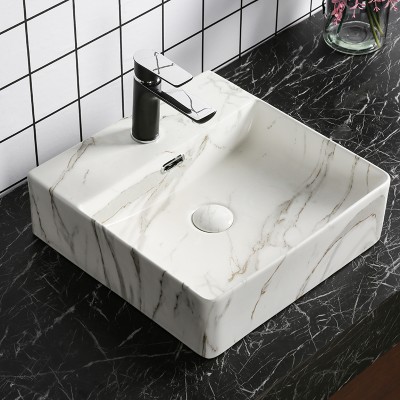 Sanitary ware Bathroom Ceramic Art Basin  Design Matt Black marble Color stone Wash Basin